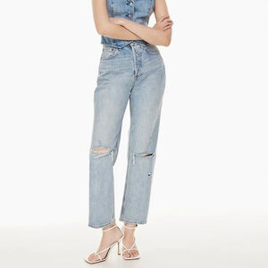 Denim Forum The Joni High Rise Loose Jeans size 23 Distressed